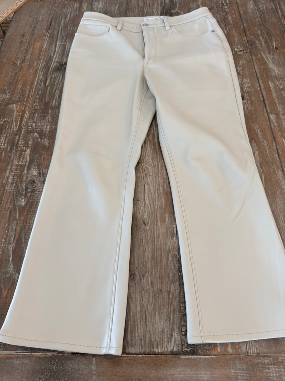 Good American Cream High-Rise Wide Pant